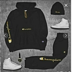 Champion Gold script Hoodie & Joggers